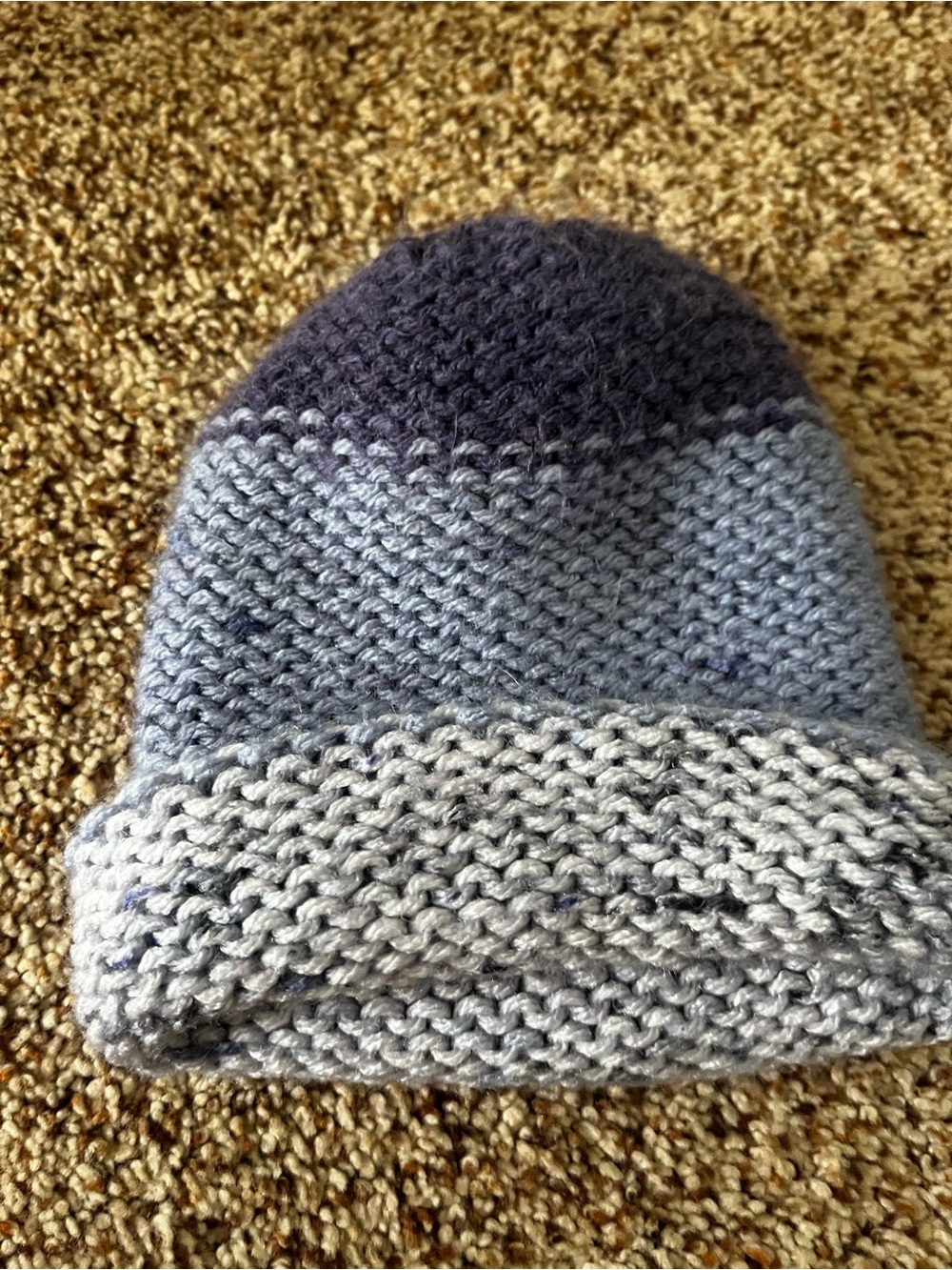 Infant hand Knit Beanie Hat - Blue Gray Color